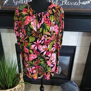 Terra & Sky Ladies Floral/Tropical Top